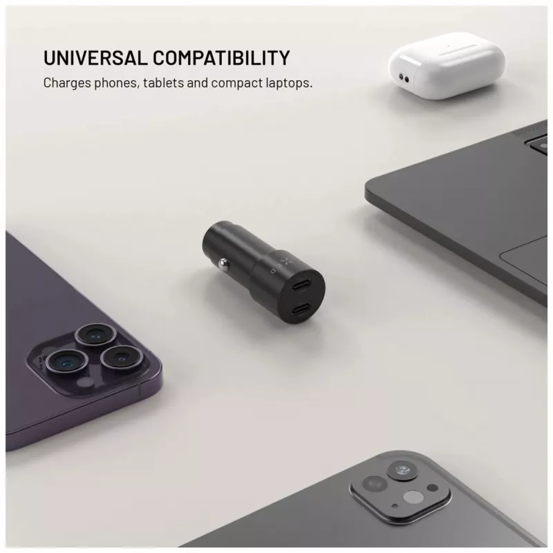 Fixed caricabatterie auto dual USB-C 65W PD 3.0