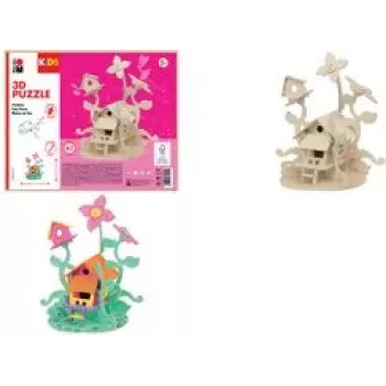 Marabu KiDS puzzle 3D casetta delle fate, set da costruzione in legno da 43 pezzi, compensato pretagliato, montaggio a incastro - 1 pz. 0317000000010