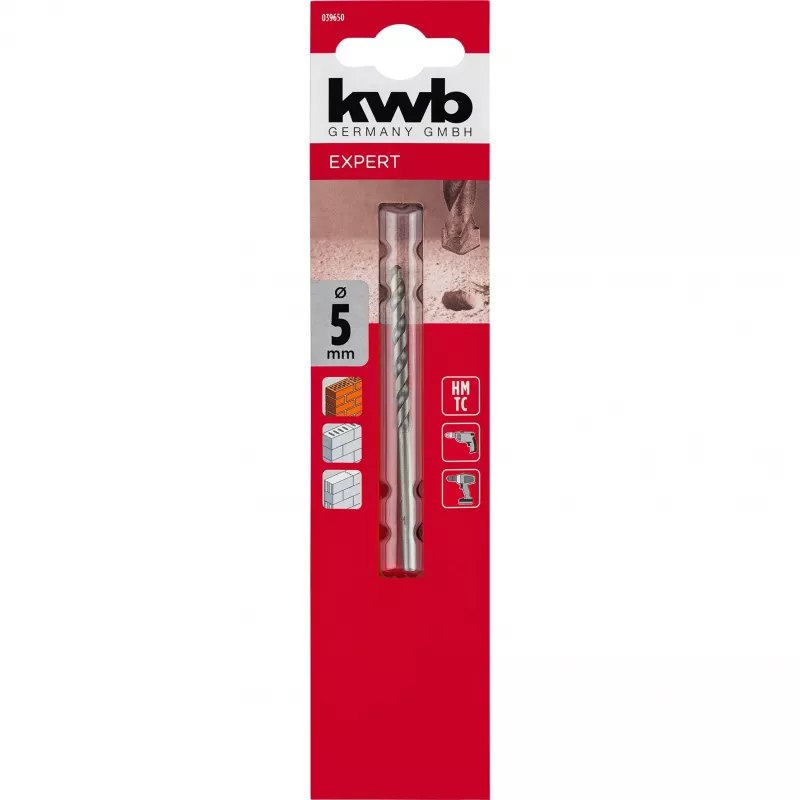 KWB 039650 punta per muratura 5 mm x 75 mm gambo cilindrico acciaio temprato