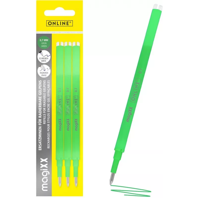 ONLINE magiXX ricarica penna gel verde 0,7 mm 3 pezzi (40165/3)