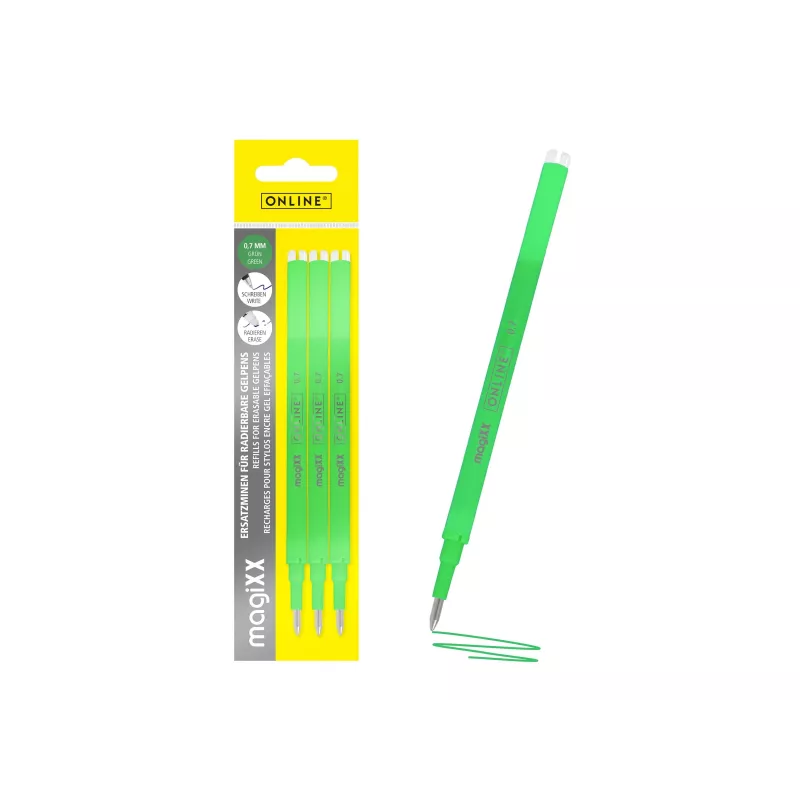 ONLINE magiXX ricarica penna gel verde 0,7 mm 3 pezzi (40165/3)