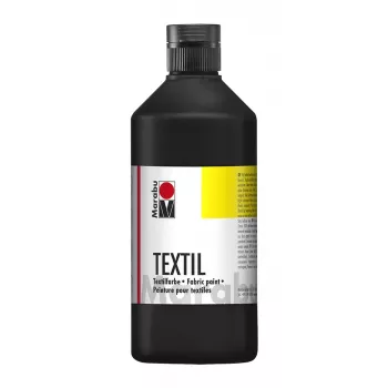 Marabu Textil colore per tessuti, nero, 500 ml, a base d'acqua, per tessuti chiari, resistente al lavaggio fino a 40°C 17160075073