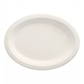 PAPSTAR pure piatto ovale in canna da zucchero 260 x 200 mm, 50 pezzi, compostabile, adatto al microonde 89741