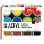 Marabu BASIC set colori acrilici, 12 x 18 ml, alta pigmentazione, altissima resistenza alla luce 1210000000214