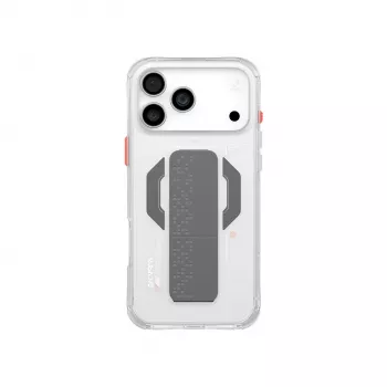 Custodia trasparente Skinarma Haxa con ricarica magnetica e supporto grip per iPhone 17 Pro