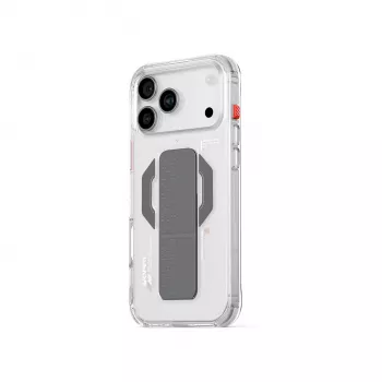 Custodia trasparente Skinarma Haxa con ricarica magnetica e supporto grip per iPhone 17 Pro