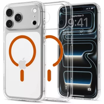Spigen Ultra Hybrid custodia MagSafe per iPhone 17 Pro / 18 Pro - trasparente/arancione