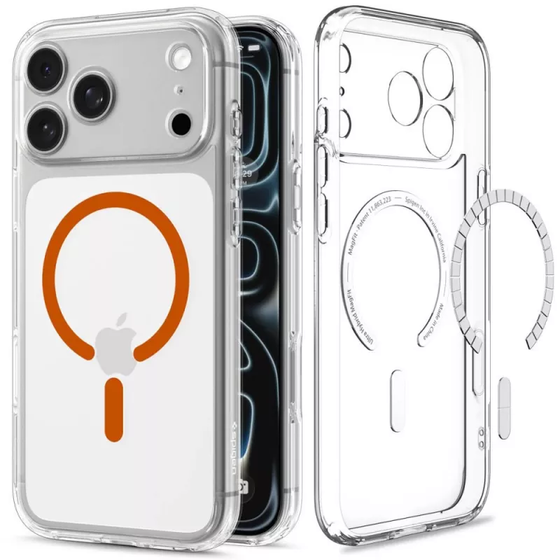 Spigen Ultra Hybrid custodia MagSafe per iPhone 17 Pro / 18 Pro - trasparente/arancione