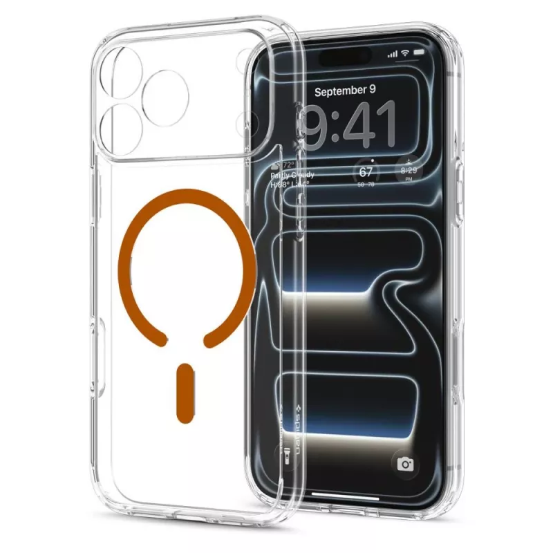 Spigen Ultra Hybrid custodia MagSafe per iPhone 17 Pro / 18 Pro - trasparente/arancione