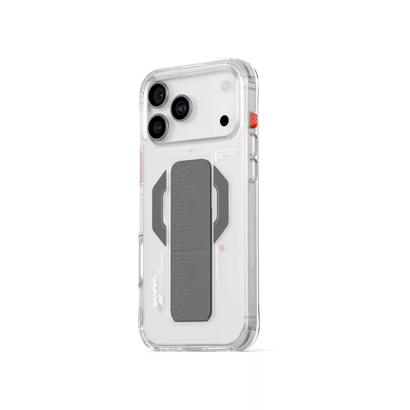 SKINARMA Haxa custodia per iPhone 17 Pro Max con ricarica magnetica e supporto grip - trasparente