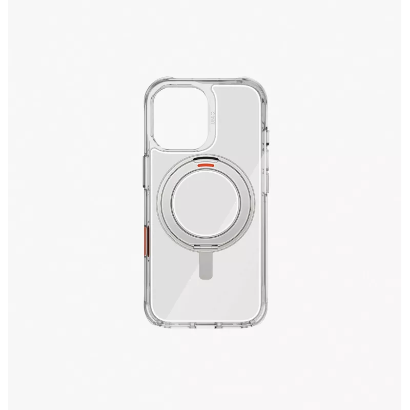 UNIQ Swivix custodia per iPhone 17 con kickstand girevole a 360°, trasparente