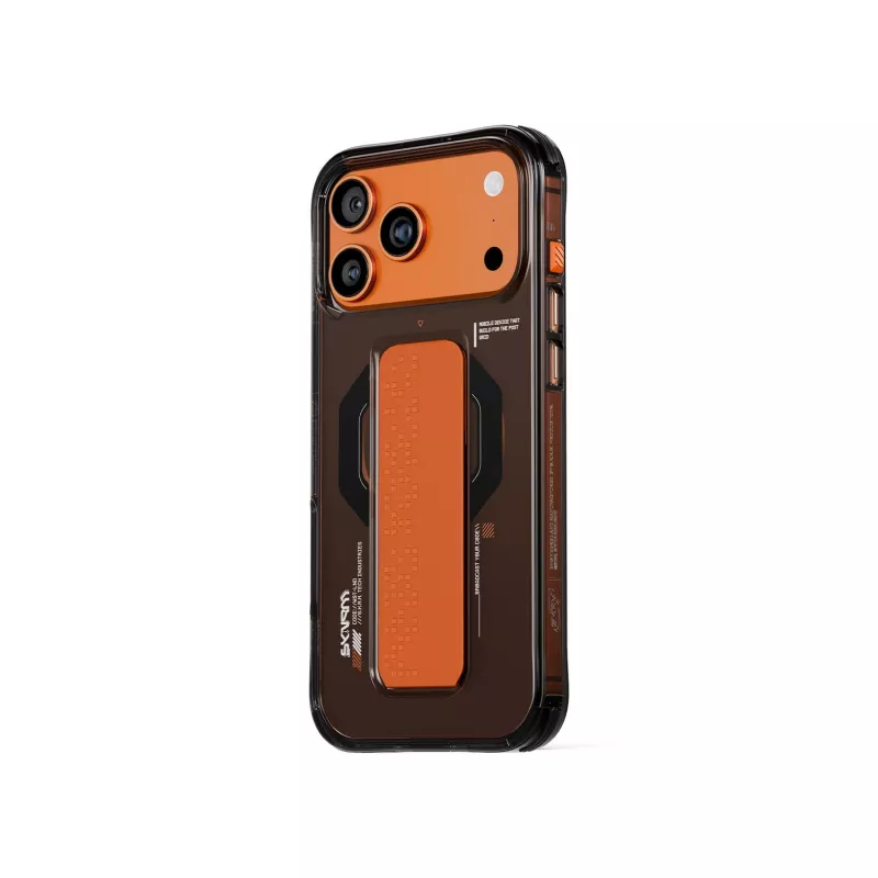 SKINARMA Haxa custodia per iPhone 17 Pro con ricarica magnetica e grip-stand, grafite