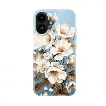 Evelatus custodia Slim Shell con MagSafe per Apple iPhone 16 – stampa personalizzata Flower Blue