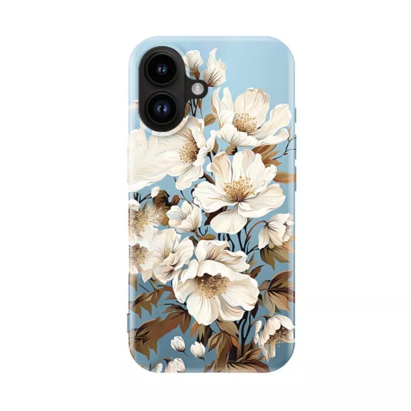 Evelatus custodia Slim Shell con MagSafe per Apple iPhone 16 – stampa personalizzata Flower Blue