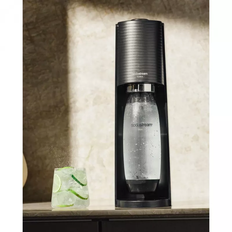 SodaStream Terra Megapack nero gasatore con 3 bottiglie e bombola CO2 Quick Connect