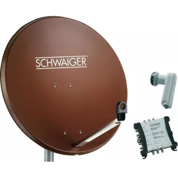 SCHWAIGER Sistema SAT 80 cm 6 utenti Quattro LNB (senza switch) rosso mattone con multiswitch 5/6