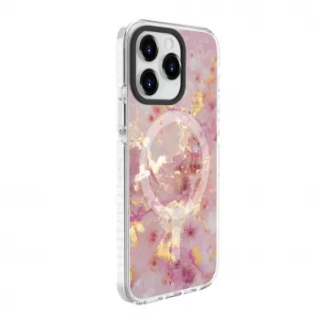 Evelatus Custodia per Apple iPhone 15 Pro PC+TPU compatibile MagSafe – marmo rosa