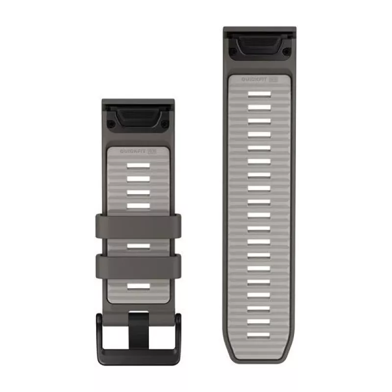 Garmin QuickFit 26 Cinturini per orologio, Pebble Grey/Silver Grey silicone [010-14510-00]