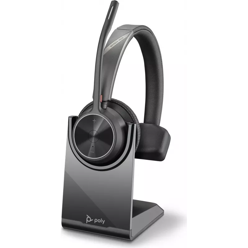HP Poly Voyager 4300 UC Series 4310 cuffie wireless on-ear con adattatore USB-C e base di ricarica, certificato Zoom 218474-01
