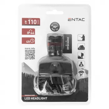 ENTAC EHL-ZOOM-1W-PL Torcia frontale Zoom 1W LED, nero