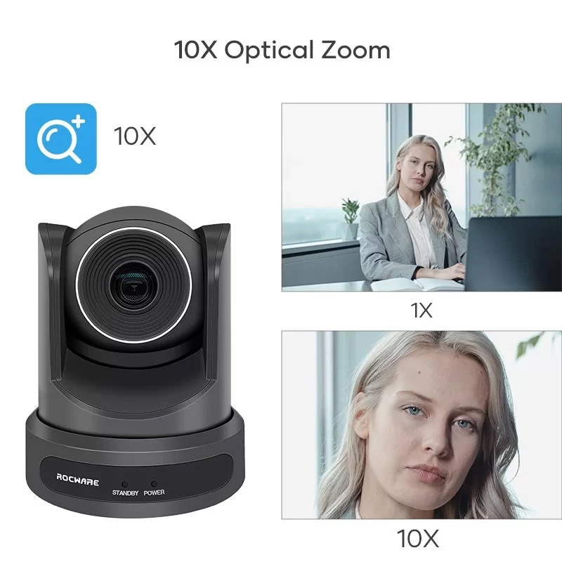 ROCWARE RC20 telecamera PTZ 1080p zoom ottico 12x HDMI USB 3.0 LAN