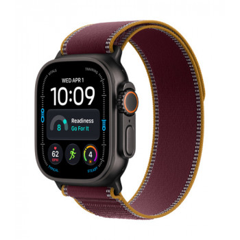 Apple Watch Ultra 4 GPS + Cellular 49 mm cassa in titanio nero con Trail Loop bordeaux – M/L