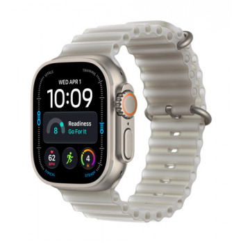 Apple Watch Ultra 4 GPS + Cellular 49 mm cassa in titanio naturale con cinturino Ocean grigio traslucido