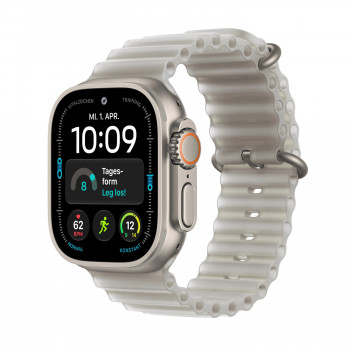 Apple Watch Ultra 4 GPS + Cellular 49 mm cassa in titanio naturale con cinturino Ocean grigio traslucido