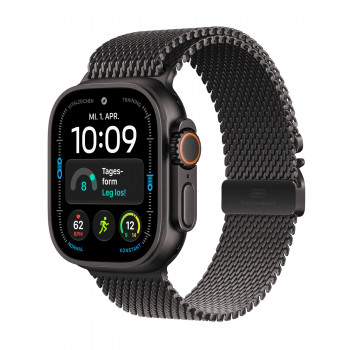 Apple Watch Ultra 4 GPS + Cellular 49 mm cassa in titanio nero con cinturino Milanaise in titanio nero - M