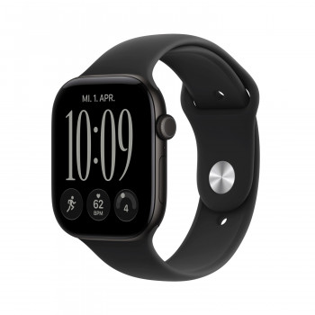 Apple Watch Series 12 GPS 46 mm cassa in alluminio nero con cinturino Sport nero – S/M