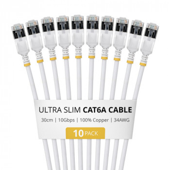 StarTech cavo patch Cat6a U/FTP slim RJ45, 0,3 m, confezione da 10