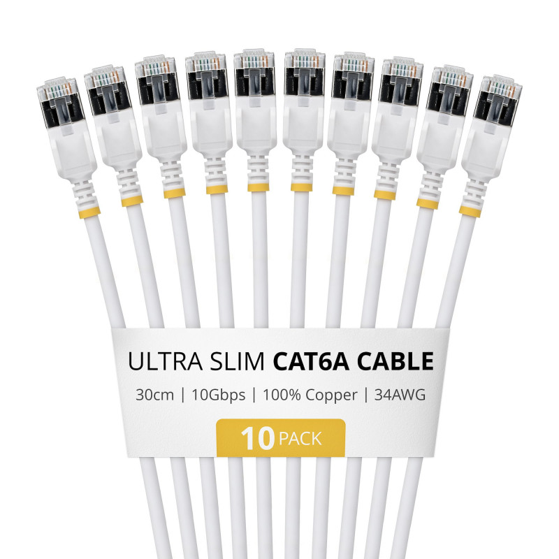StarTech cavo patch Cat6a U/FTP slim RJ45, 0,3 m, confezione da 10