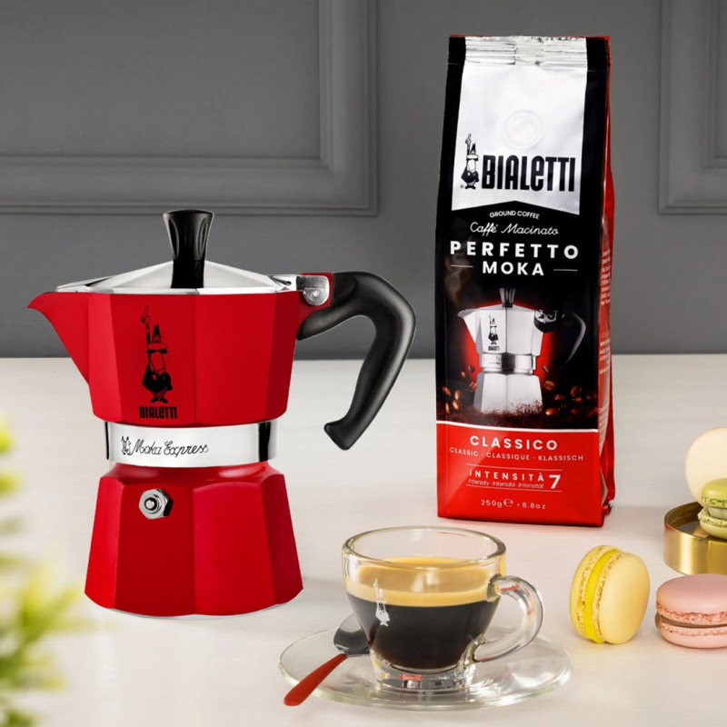 Bialetti Candyland Moka Express 3TZ macchina per caffè manuale, 150 ml, rosso