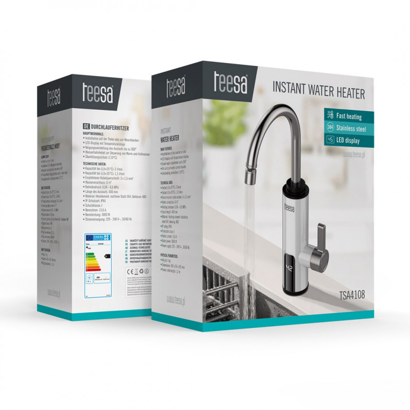 Teesa TSA4108 rubinetto da cucina con scaldacqua istantaneo, bianco