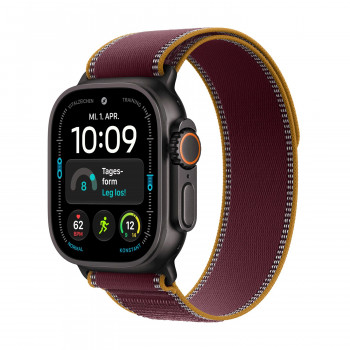 Apple Watch Ultra 4 GPS + Cellular 49 mm cassa in titanio nero con Trail Loop bordeaux – S/M