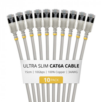 StarTech.com cavo patch Slim Cat6a U/FTP RJ45, 0,15 m, grigio, confezione da 10