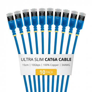 StarTech.com cavo patch Slim Cat6a U/FTP RJ45, 0,15 m, blu, confezione da 10