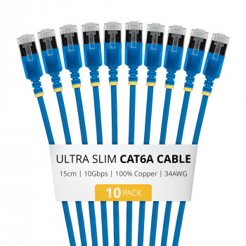 StarTech.com cavo patch Slim Cat6a U/FTP RJ45, 0,15 m, blu, confezione da 10