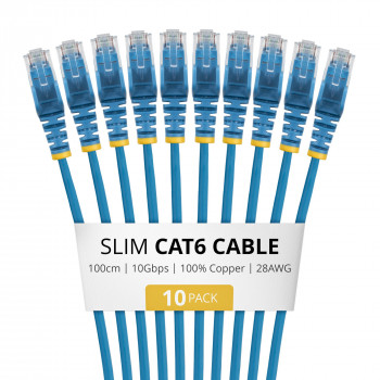 StarTech.com N6PAT100CMBLS10PK cavo patch Slim Cat6, RJ45, 1 m, blu, confezione da 10