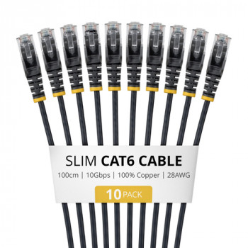 StarTech.com cavo patch Slim Cat6 U/UTP RJ45, 1 m, nero, confezione da 10