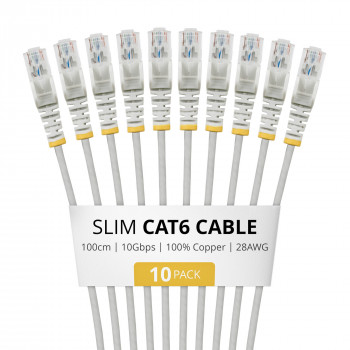 StarTech.com cavo patch Slim Cat6 U/UTP RJ45, 1 m, grigio, confezione da 10