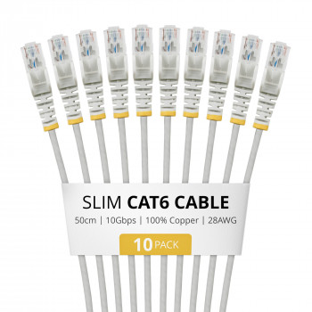 StarTech.com cavo patch Slim Cat6 U/UTP RJ45, 0,5 m, grigio, confezione da 10