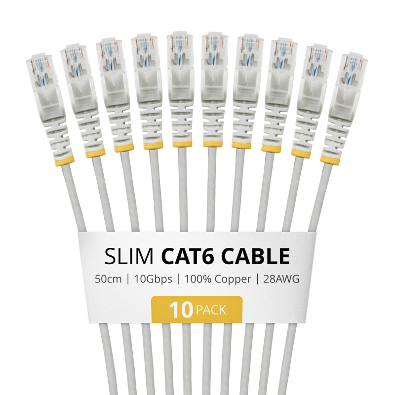 StarTech.com cavo patch Slim Cat6 U/UTP RJ45, 0,5 m, grigio, confezione da 10