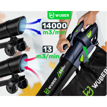 Wuber W43420 Soffiatore elettrico per foglie con trituratore, 3000 W, 10:1