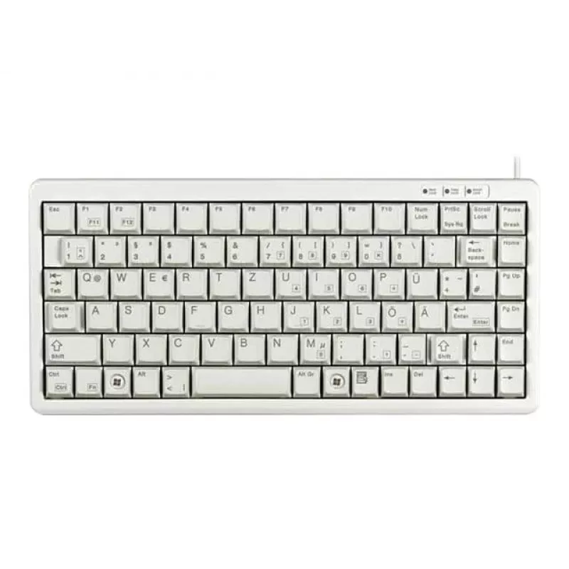 Cherry Slim Line G84-4100 Tastiera compatta, PS/2 + USB, 83 tasti, layout tedesco (QWERTZ), grigio chiaro