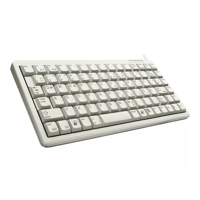 Cherry Slim Line G84-4100 Tastiera compatta, PS/2 + USB, 83 tasti, layout tedesco (QWERTZ), grigio chiaro
