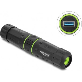 Delock Connettore per cavo USB 5 Gbps Type-A femmina a USB 5 Gbps Type-A femmina con filettatura M20 x 1,5 mm IP68 antipolvere e impermeabile (91842)
