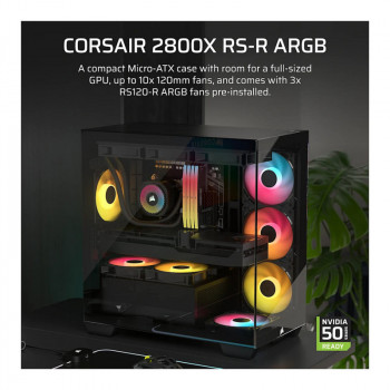 Corsair 2800X RS-R ARGB case per computer Micro-ATX con vetro panoramico, nero