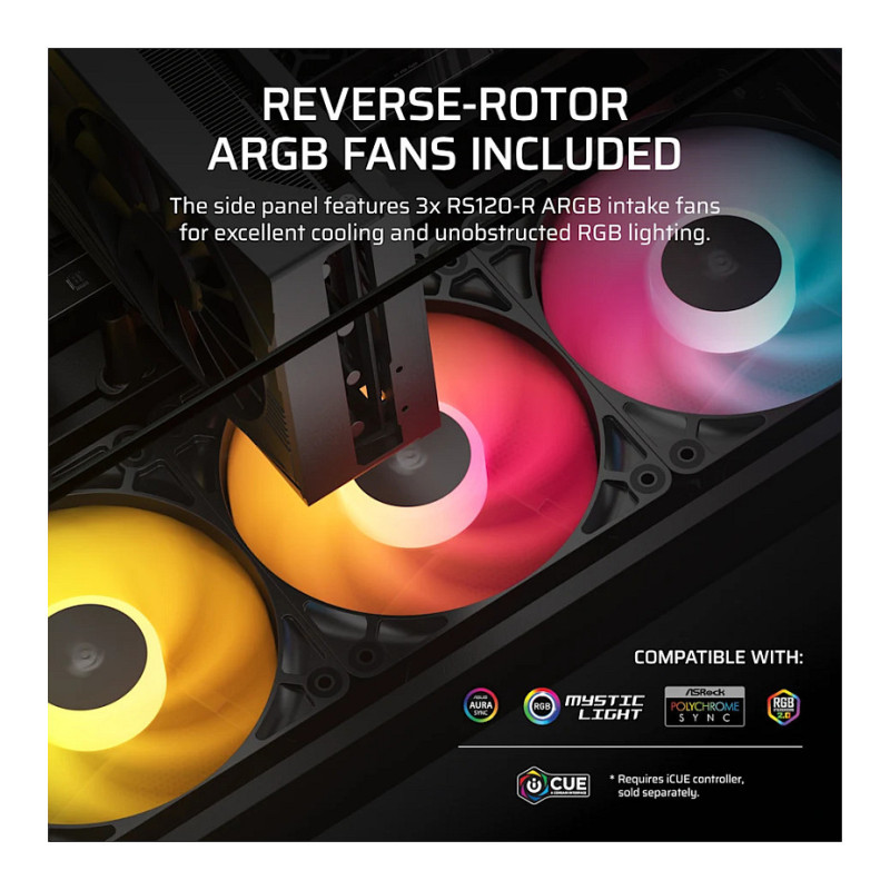 Corsair 2800X RS-R ARGB case per computer Micro-ATX con vetro panoramico, nero