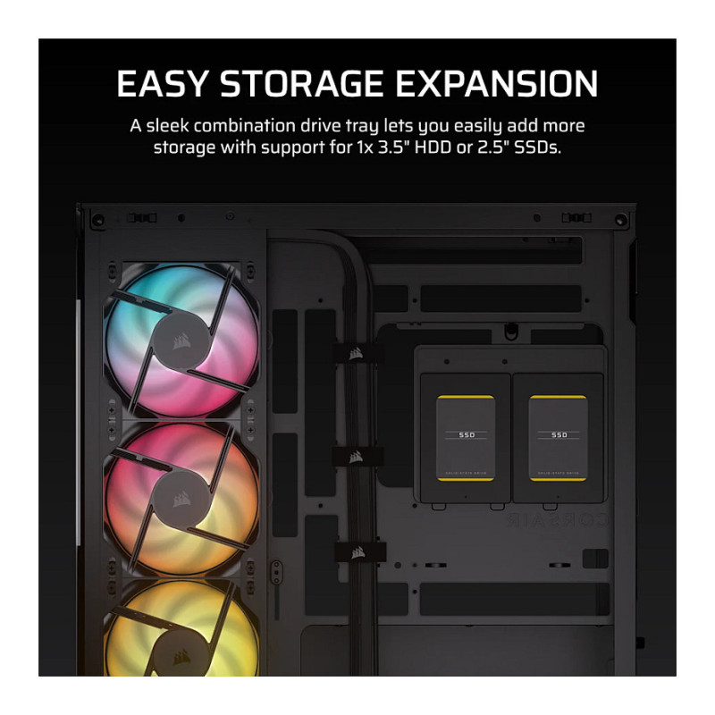 Corsair 2800X RS-R ARGB case per computer Micro-ATX con vetro panoramico, nero